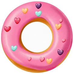 Free clipart pretty pink donut with hearts